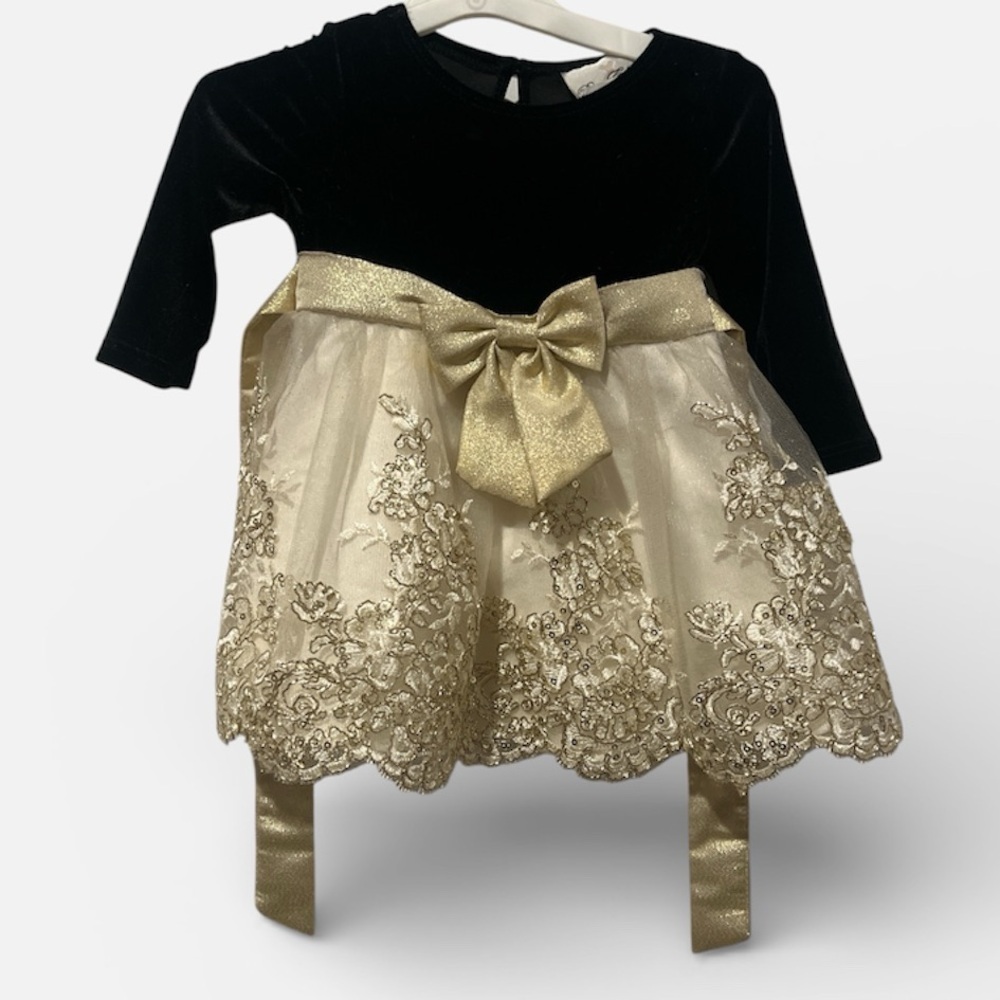 Rare Editions Black Velvet Dress